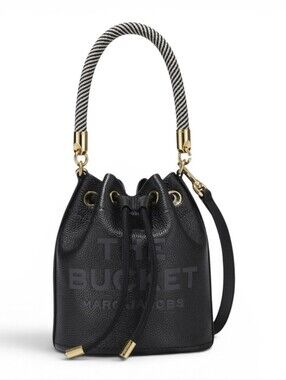Marc Jacobs The Bucket Bag Leather Drawstring Bucket Bag with Striped Handle